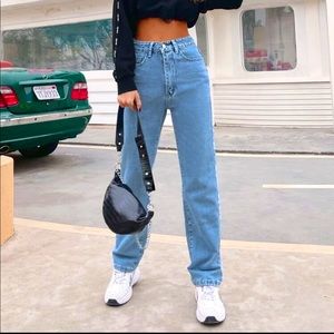 Light wash skater mom jeans